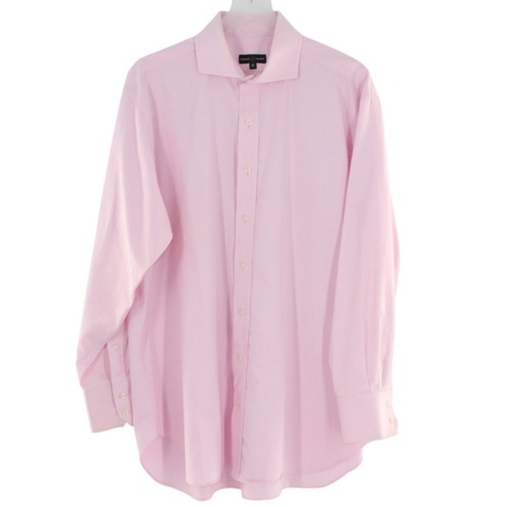 Robert Talbott Dress Shirt Micro Check 17 Pink Long Sleeve Button Down